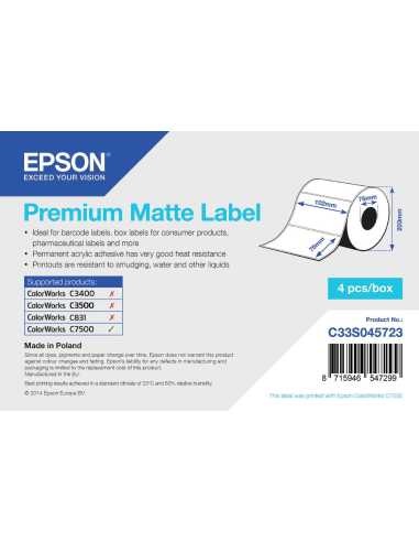 Epson Premium Matte Label - Die-cut Roll 102mm x 76mm, 1570 labels