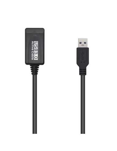 AISENS Cable USB 3.0 Prolongador Con Amplificador, Tipo A M-A H, Negro, 5.0m