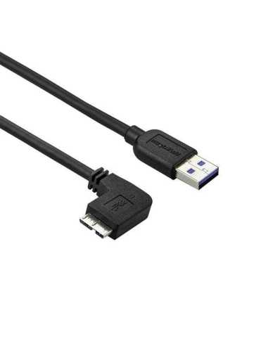 StarTech.com Cable delgado de 1m Micro USB 3.0 acodado a la izquierda a USB A