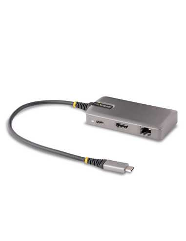 StarTech.com Adaptador Multipuertos USB-C - Docking Station USB Tipo C HDMI 4K60 - Hub Ladrón USB 3.0 de 2 Puertos - Entrega de