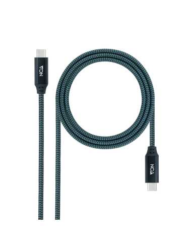 Nanocable Cable USB 3.2 Gen2x2 20Gbps 5A 100W 4K 60Hz USB-C M-USB-C M, Gris Negro, 2 m