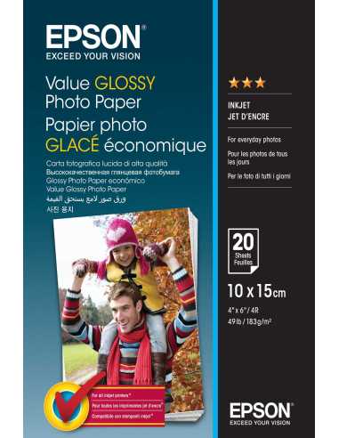 Epson Value Glossy Photo Paper - 10x15cm - 20 Hojas
