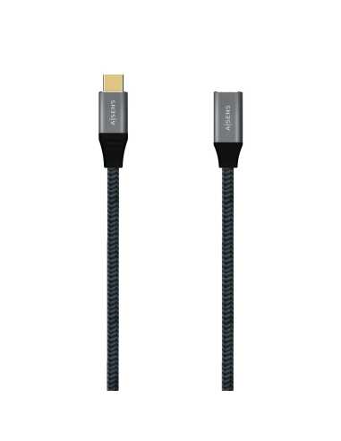 AISENS Cable USB 3.2 Gen2X2 Aluminio 20Gbps 5A 100W, Tipo USB-C M-USB-C H, Gris, 1.0M