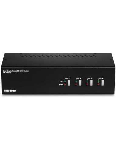 Trendnet TK-440DP interruptor KVM Negro, Plata