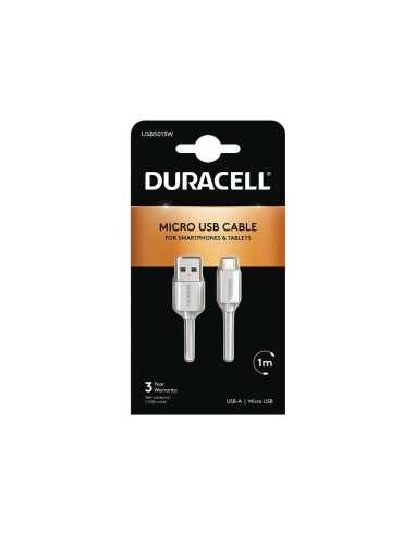 Duracell USB5013W cable USB 1 m 2.0 USB A Micro-USB A Blanco