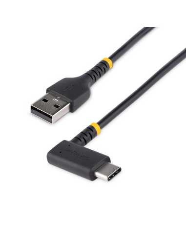 StarTech.com Cable 2m USB A a USB C Acodado - en Ángulo Recto - Cable USB-C de Carga Rápida - de Alta Resistencia - USB 2.0 A a