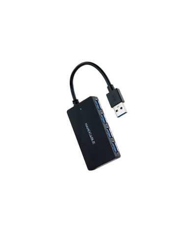Nanocable Hub USB 3.0 con 4 Puertos de USB 3.0, USB-A M-USB 3.0 H, Negro, 15 cm