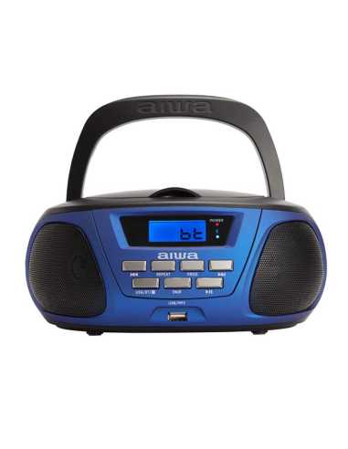 Aiwa BBTU-300BL sistema estéreo portátil Analógica 5 W AM, FM, MW Negro, Azul Reproducción MP3