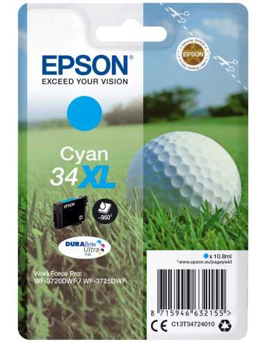 Epson Golf ball Singlepack Cyan 34XL DURABrite Ultra Ink