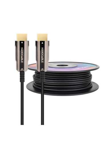 Nanocable Cable HDMI V2.0 AOC 4K@60Hz 18Gbps A M-A M, Negro, 50 m