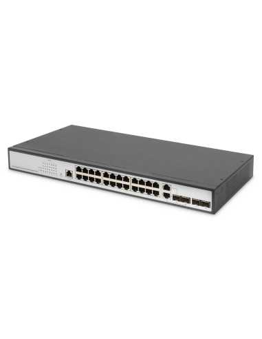 Digitus Conmutador Gigabit Ethernet Layer 2, 24 puertos, 2 puertos combinados RJ45 SFP y 2 puertos SFP Uplink