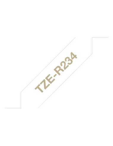 Brother TZE-R234 cinta para impresora de etiquetas Oro sobre blanco