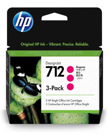HP Paquete de 3 cartuchos de Tinta DesignJet 712 magenta de 29 ml