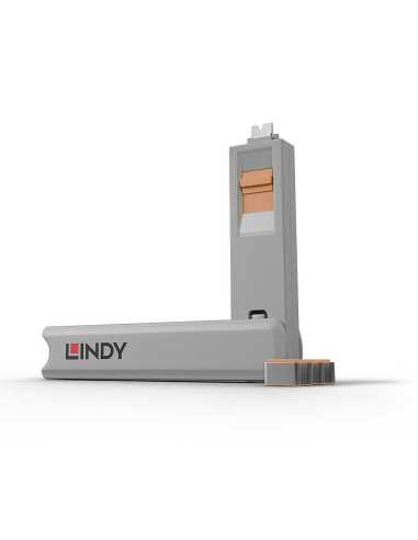 Lindy 40428 bloqueador de puerto Llave de bloqueador de puerto USB Tipo C Gris, Naranja 4 pieza(s)