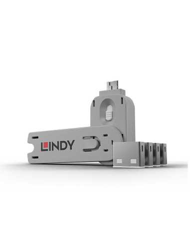 Lindy 40454 bloqueador de puerto Bloqueador de puerto + clave USB tipo A Blanco Acrilonitrilo butadieno estireno (ABS) 5