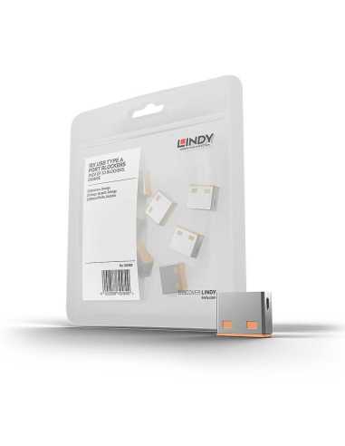 Lindy 40463 bloqueador de puerto USB tipo A Naranja Acrilonitrilo butadieno estireno (ABS) 10 pieza(s)