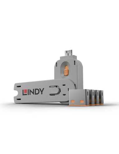 Lindy 40453 bloqueador de puerto Bloqueador de puerto + clave USB tipo A Naranja Acrilonitrilo butadieno estireno (ABS) 5