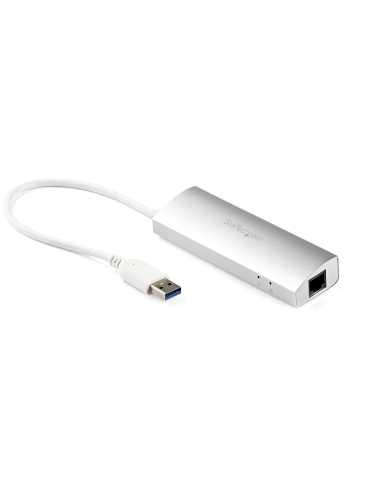 StarTech.com Hub Ladrón USB 3.0 de 3 Puertos con Adaptador de Red Ethernet Gigabit - Hub Concentrador USB-A - Alimentado por el