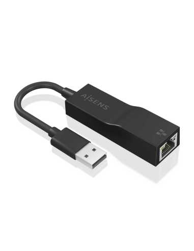 AISENS Conversor USB 3.0 a Ethernet Gigabit 10 100 1000 Mbps, Negro, 15 cm
