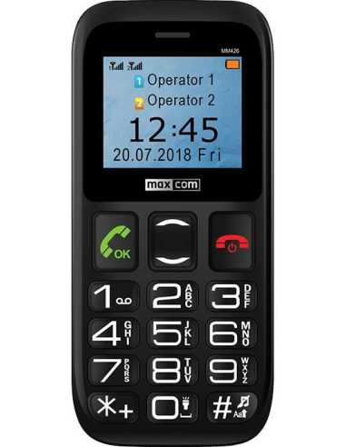 MaxCom Comfort MM426 4,5 cm (1.77") 72 g Negro Teléfono para personas mayores