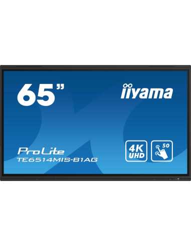 iiyama TE6514MIS-B1AG pantalla de señalización Panel plano interactivo 165,1 cm (65") LCD Wifi 435 cd m² 4K Ultra HD Negro
