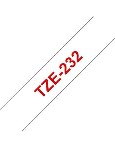 Brother TZE-232 cinta para impresora de etiquetas Rojo sobre blanco