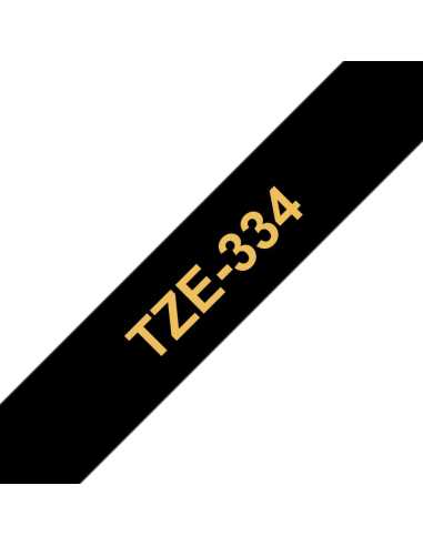 Brother TZE-334 cinta para impresora de etiquetas Oro sobre negro