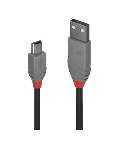 Lindy 36722 cable USB 1 m USB 2.0 USB A Mini-USB B Negro, Gris
