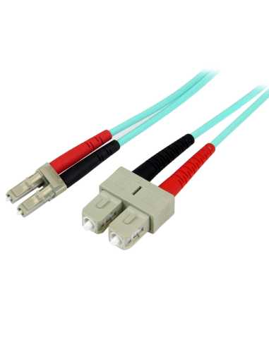 StarTech.com Cable de 2m de Fibra Óptica Multimodo OM3 LC a SC UPC - Full Duplex 50 125µm - para Redes de 100G - LOMMF VCSEL -