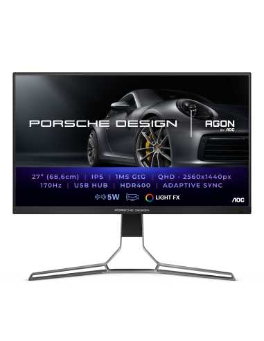AOC Porsche PD27S LED display 68,6 cm (27") 2560 x 1440 Pixeles Quad HD LCD Negro, Gris