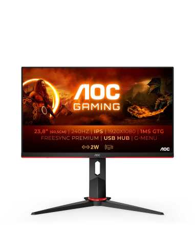 AOC G2 24G2ZU BK LED display 60,5 cm (23.8") 1920 x 1080 Pixeles Full HD Negro, Rojo