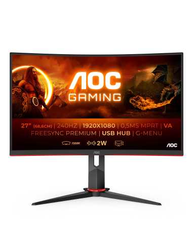 AOC G2 C27G2ZU BK pantalla para PC 68,6 cm (27") 1920 x 1080 Pixeles Full HD LED Negro, Rojo