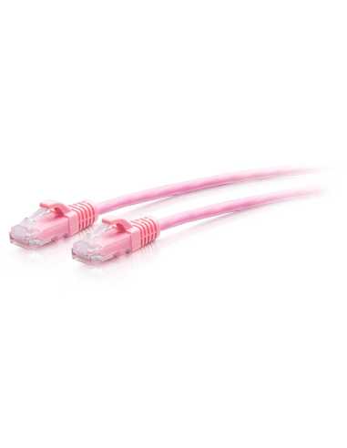 C2G Cable de conexión Ethernet delgado sin apantallar (UTP) con protección antienganche Cat6a de 1,5 m - Rosa