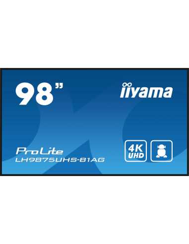iiyama LH9875UHS-B1AG pantalla de señalización Pantalla plana para señalización digital 2,49 m (98") LED Wifi 500 cd m² 4K