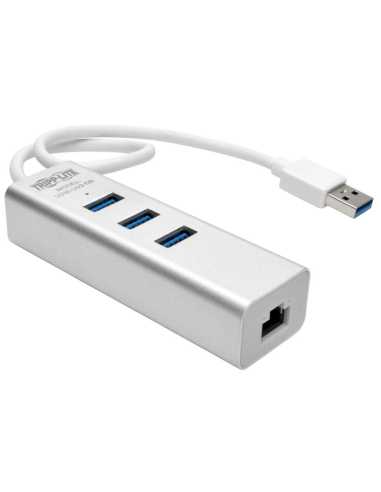 Tripp Lite Adaptador de USB 3.0 SuperSpeed a Red NIC Gigabit Ethernet con Hub USB 3.0 de 3 Puertos