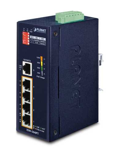 PLANET ISW-504PT switch No administrado L2 Fast Ethernet (10 100) Energía sobre Ethernet (PoE) Negro