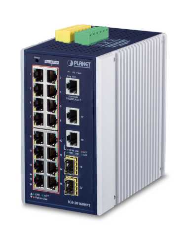PLANET IGS-20160HPT switch Gestionado L2 L3 Gigabit Ethernet (10 100 1000) Energía sobre Ethernet (PoE) Azul, Blanco