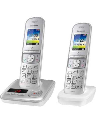 Panasonic KX-TGH722 Teléfono DECT Identificador de llamadas Perlado, Plata