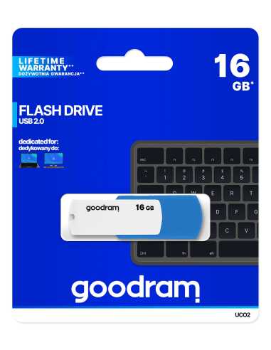 Goodram UCO2 unidad flash USB 16 GB USB tipo A 2.0 Azul, Blanco