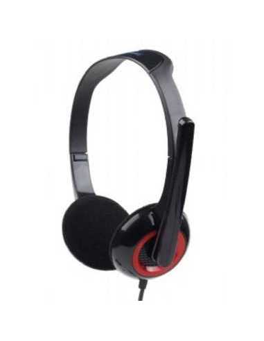 Gembird MHS-002 auricular y casco Auriculares Alámbrico Diadema Llamadas Música Negro, Rojo