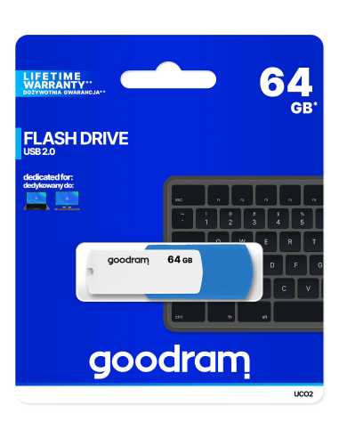 Goodram UCO2 unidad flash USB 64 GB USB tipo A 2.0 Azul, Blanco