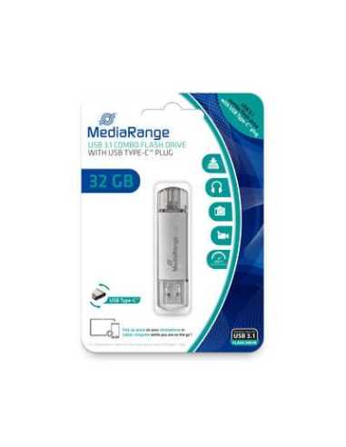 MediaRange MR936 unidad flash USB 32 GB USB Type-A USB Type-C 3.2 Gen 1 (3.1 Gen 1) Plata