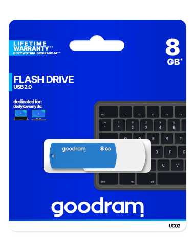 Goodram UCO2 unidad flash USB 8 GB USB tipo A 2.0 Azul, Blanco