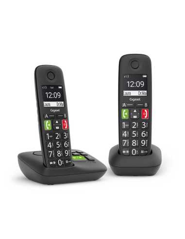 Gigaset E290A Duo Teléfono DECT analógico Identificador de llamadas Negro