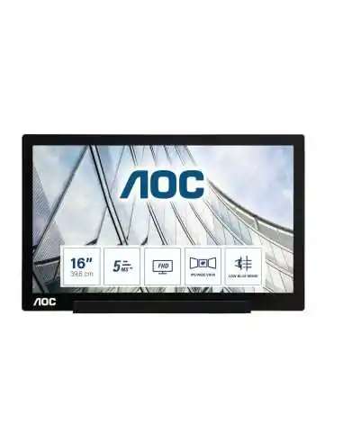 AOC 01 Series I1601FWUX pantalla para PC 39,6 cm (15.6") 1920 x 1080 Pixeles Full HD LED Plata, Negro