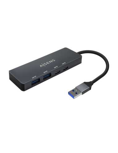 AISENS Hub USB3.2 Gen1 5G USB-A, USB-A M-2xUSB-C H-2xUSB-A H, Gris, 15cm