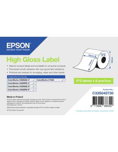 Epson High Gloss Label - Die-Cut 105mm x 210mm, 273 labels