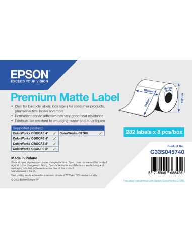 Epson Premium Matte Label - Die-Cut Roll 105mm x 210mm, 282 labels