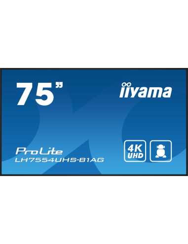 iiyama LH7554UHS-B1AG pantalla de señalización Pantalla plana para señalización digital 190,5 cm (75") LCD Wifi 500 cd m² 4K