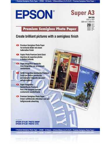 Epson Premium Semigloss Photo Paper, DIN A3+, 250 g m², 20 hojas